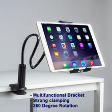 Load image into Gallery viewer, Tablet Holder Phone 2-In-1 with Flexible Long Arm. Bedside Desk Mount Bracket Stand