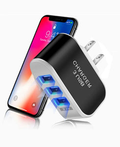 USB Wall Charger Plug Block Cube 3 Port Portable Fast Charger