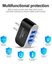 Load image into Gallery viewer, USB Wall Charger Plug Block Cube 3 Port Portable Fast Charger