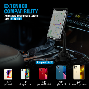 Cup Car Mount Holder 2-In-1 Tablet and Smartphone Compatible