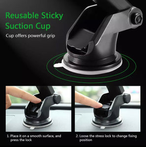 Car Phone Mount Holder Adjustable Long Neck One Touch Windshield Dashboard Desk