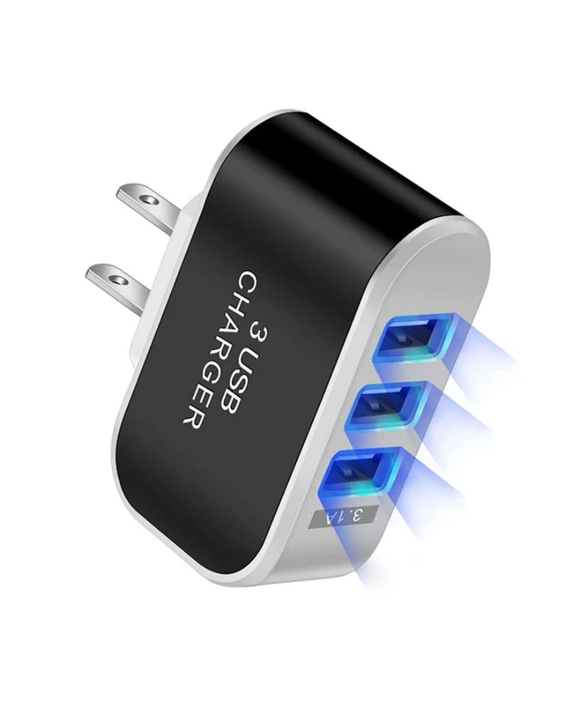 USB Wall Charger Plug Block Cube 3 Port Portable Fast Charger